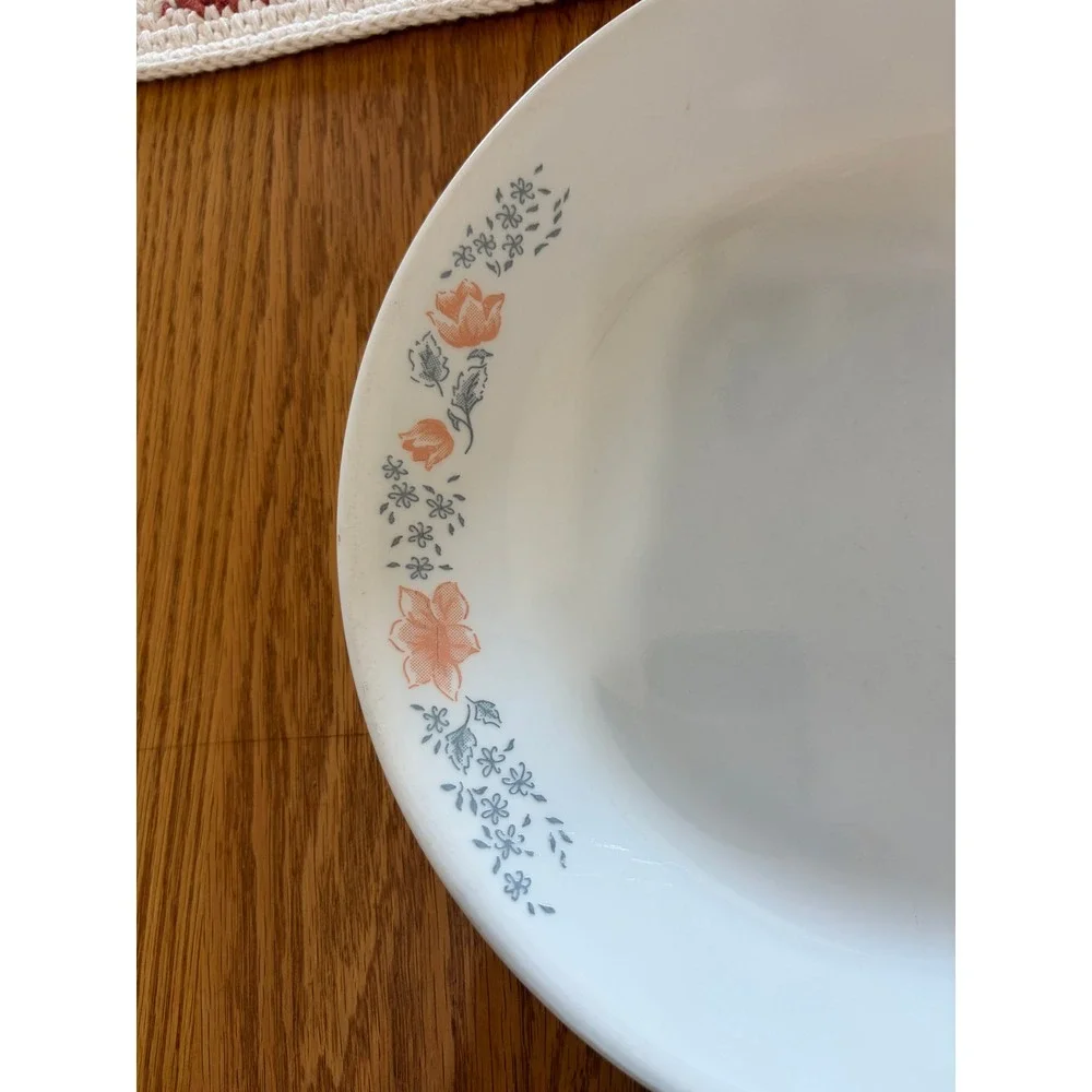 Corelle Apricot Grove Oval Serving Platter 12 inch Peach Floral White Corning